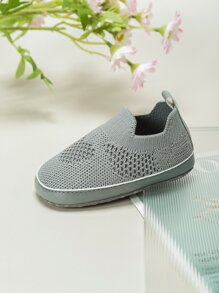 婴儿纯色心形可爱便鞋 - 灰色 - 查看 3