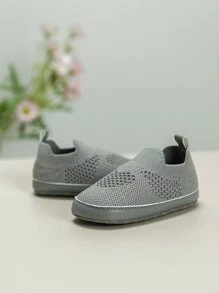 婴儿纯色心形可爱便鞋 - 灰色 - 查看 4