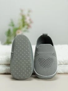 婴儿纯色心形可爱便鞋 - 灰色 - 查看 5