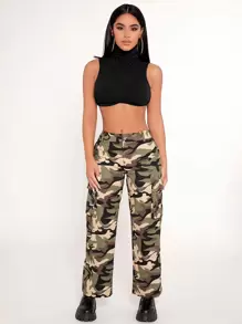 SHEIN PETITE 煙囪領短款背心 - 黑色 - 查看 3