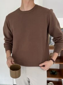 DAZY Hombres Jersey de cuello redondo - Marrón - Ver 1