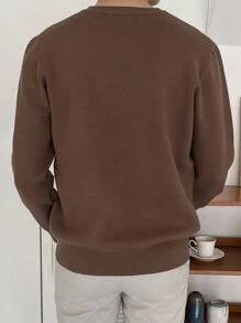 DAZY Hombres Jersey de cuello redondo - Marrón - Ver 2