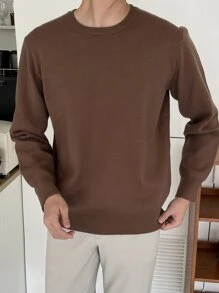 DAZY Hombres Jersey de cuello redondo - Marrón - Ver 4