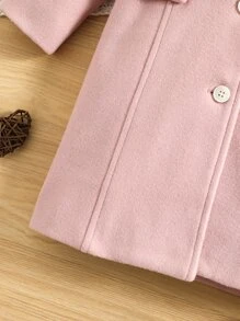 SHEIN Young Girl Borg Collar Single Breasted Overcoat - Baby Pink - View 6