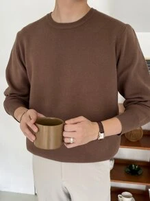 DAZY Hombres Jersey de cuello redondo - Marrón - Ver 6