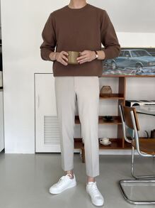 DAZY Hombres Jersey de cuello redondo - Marrón - Ver 7