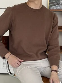 DAZY Hombres Jersey de cuello redondo - Marrón - Ver 8