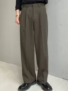 DAZY Men High Waist Slant Pocket Trousers - Mocha Brown - View 5