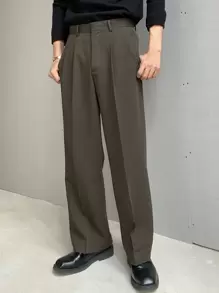 DAZY Men High Waist Slant Pocket Trousers - Mocha Brown - View 6