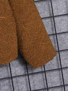 SHEIN Boys Zip Up Hooded Teddy Jacket - Brown - View 4