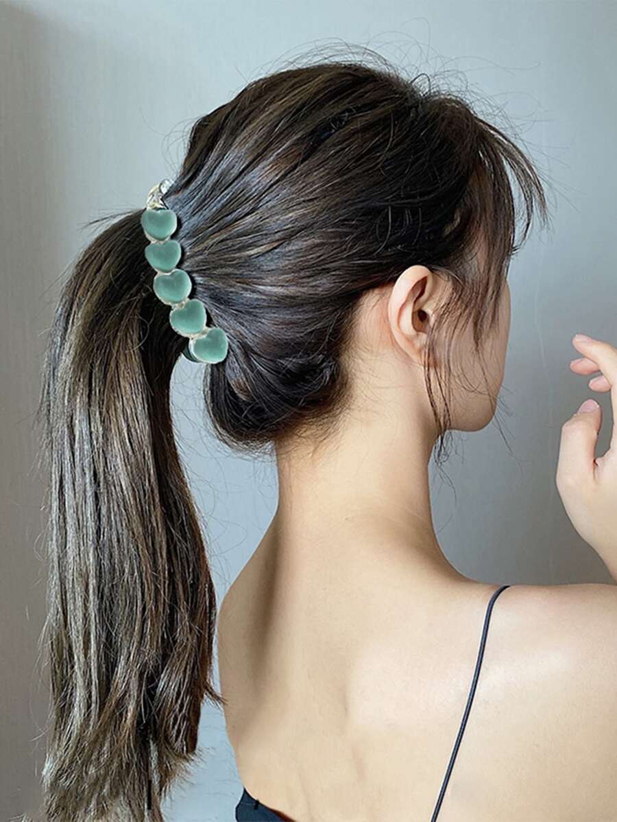 Clip de banana para el pelo con adorno de corazón - Verde - Ver 1