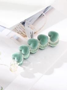 Clip de banana para el pelo con adorno de corazón - Verde - Ver 2