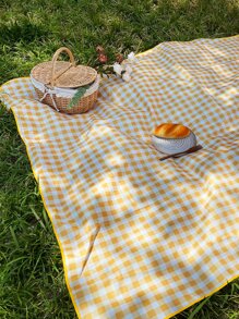 1pc Gingham Pattern Mat dã ngoại không thấm nước, chăn dã ngoại polyester hiện đại cho cắm trại ngoài trời cho du lịch - Nhiều màu - Xem 5