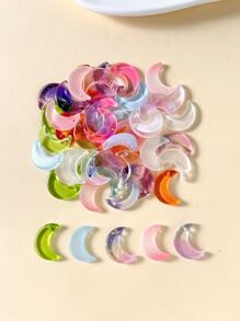 50入組流行的月形玻璃吊墜,適用於diy手鍊和項鍊,隨機顏色出貨 - 彩色 - 查看 1