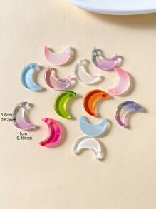 50入組流行的月形玻璃吊墜,適用於diy手鍊和項鍊,隨機顏色出貨 - 彩色 - 查看 3