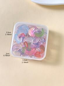 50入組流行的月形玻璃吊墜,適用於diy手鍊和項鍊,隨機顏色出貨 - 彩色 - 查看 4