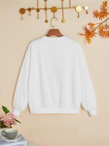 SHEIN Áo nỉ Gái Hoạt hình - trắng - Xem 2