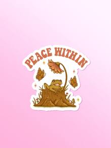 Mystic Sunshine 1sheet Frog & Letter Graphic Laptop Protective Sticker - Multicolor - View 1