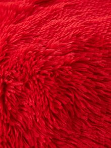 Solid Fluffy Duvet Cover Set Without Filler - Red - View 5
