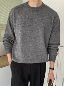 DAZY Hombres Jersey de hombros caídos - Gris - Ver 1