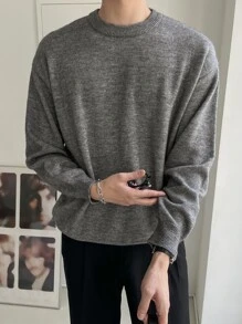 DAZY Hombres Jersey de hombros caídos - Gris - Ver 3