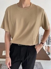DAZY Men Solid Rib Knit Tee - Khaki - View 1