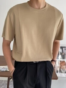 DAZY Men Solid Rib Knit Tee - Khaki - View 6