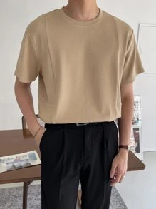 DAZY Men Solid Rib Knit Tee - Khaki - View 7