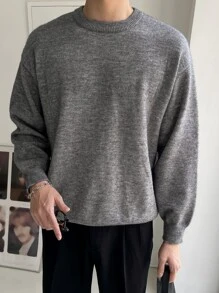 DAZY Hombres Jersey de hombros caídos - Gris - Ver 8