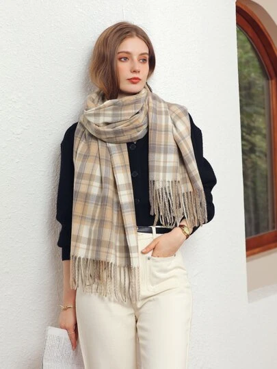 Lands\u2019 End Sjaal met franjes geruite print casual uitstraling Accessoires Sjaals Sjaals met franjes Lands’ End Lands\u2019 End Sjaal met franjes geruite print casual uitstraling Accessoires Sjaals Sjaals met franjes Lands’ End