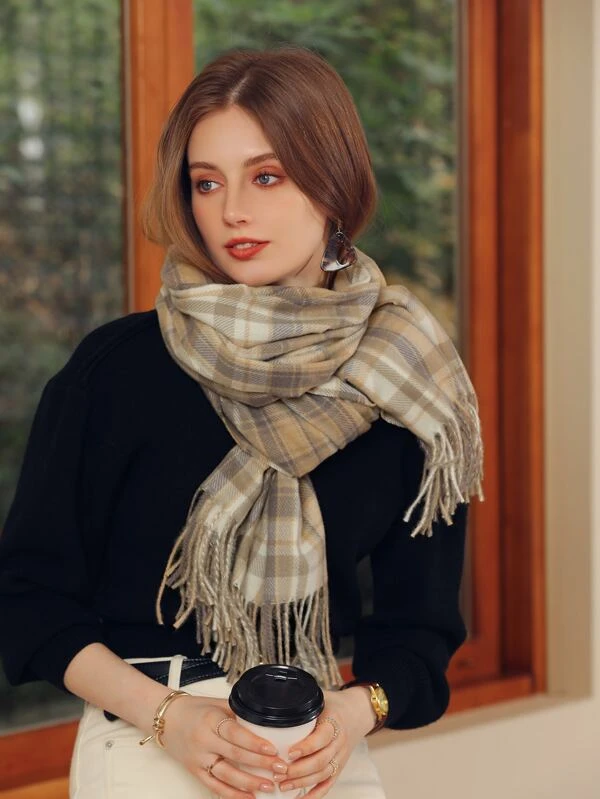 Lands\u2019 End Sjaal met franjes geruite print casual uitstraling Accessoires Sjaals Sjaals met franjes Lands’ End Lands\u2019 End Sjaal met franjes geruite print casual uitstraling Accessoires Sjaals Sjaals met franjes Lands’ End