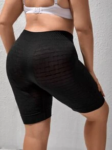 Plus High Waist Shapewear Shorts - Black - View 2