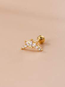 1pc Cubic Zirconia Decor Stud Earring - Yellow Gold - View 1