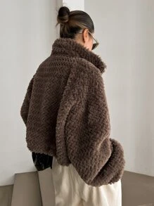 DAZY Cazadora teddy con cremallera de hombros caídos - Café integral - Ver 2