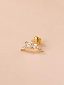 1pc Cubic Zirconia Decor Stud Earring - Yellow Gold - View 4