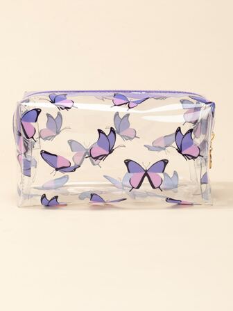 1 pièce Sac cosmétique octogonal à motif papillon pour dames, trousse de maquillage, trousse de toilette, cubes d'emballage, essentiels de voyage, de croisière, de dortoir, cadeaux pour demoiselles d'honneur, cadeaux pour maman, cadeaux d'anniversaire, cadeaux pour amis et enseignants, décoration de la maison, de la salle de bain, du salon, de la chambre à coucher, organisateur de salle de bain, organisateur de bijoux, organisateur de baume à lèvres, organisateur de vernis à ongles, sac de rangement de maquillage, trousse de maquillage, organisateur de maquillage, étui de maquillage, organisateur de toilette de voyage, accessoires zippés