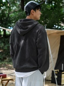 DAZY Áo nỉ Nam Dây kéo màu trơn Giải trí - Màu xám đen - Xem 2