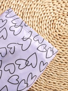 SHEIN Leap Crew Baby Heart Print Sweatshirt & Trousers - Lilac Purple - View 3