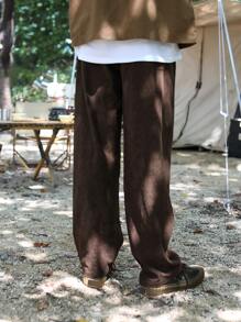 DAZY Hombres Pantalones rectos unicolor - Café integral - Ver 2