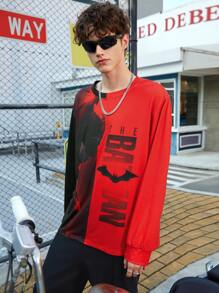 THE BATMAN | SHEIN Men Figure Graphic Two Tone Tee - Multicolor - View 3