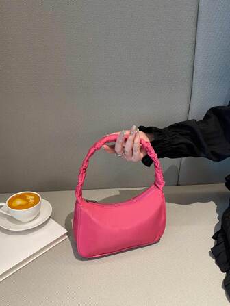 Elegant Fabric Fashionable Pleated Strap Shoulder Bag - Lightweight And Simple Underarm Handbag For Office Ladies, Travel, Leisure, Shopping, Etc.