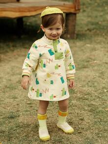 小女童字母和卡通圖案洋裝