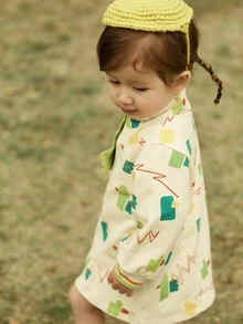 小女童字母和卡通圖案洋裝