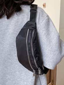 Riñonera sólida perfecta para deportes de viaje al aire libre, ligera, portátil - Negro - Ver 5