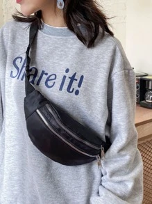 Riñonera sólida perfecta para deportes de viaje al aire libre, ligera, portátil - Negro - Ver 6