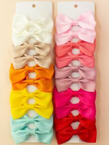 20入組小女童素色蝴蝶結髮夾 - 彩色 - 查看 1