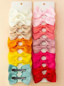 20入組小女童素色蝴蝶結髮夾 - 彩色 - 查看 2