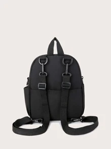 Mochila funcional de unicolor de moda para mujer, mochila de negocios casual de doble uso para portátil con colgante esponjoso, mochila escolar de múltiples bolsillos para la universidad y el trabajo, bolso de hombro para viajes al aire libre para uso diario - Negro - Ver 3