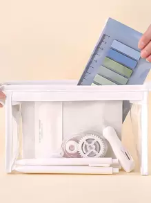 1pc Clear Waterproof Pencil Bag,Back To School,School Supplies - White - View 4