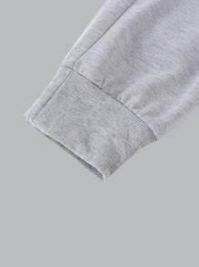 ROMWE MEN Anime Nam Lá thư Đồ họa hoa Dây rút Quần thể thao - Xám - Xem 3